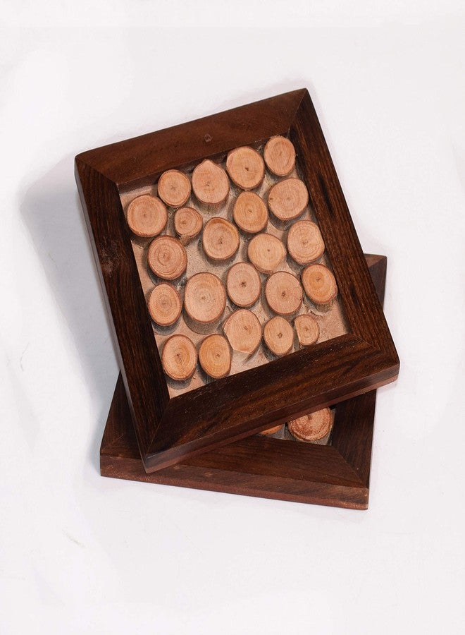 Hashcart Wooden Coasters for Coffee Table/Dining Table - Engagement Party Coasters (Set of 2) - Image 3